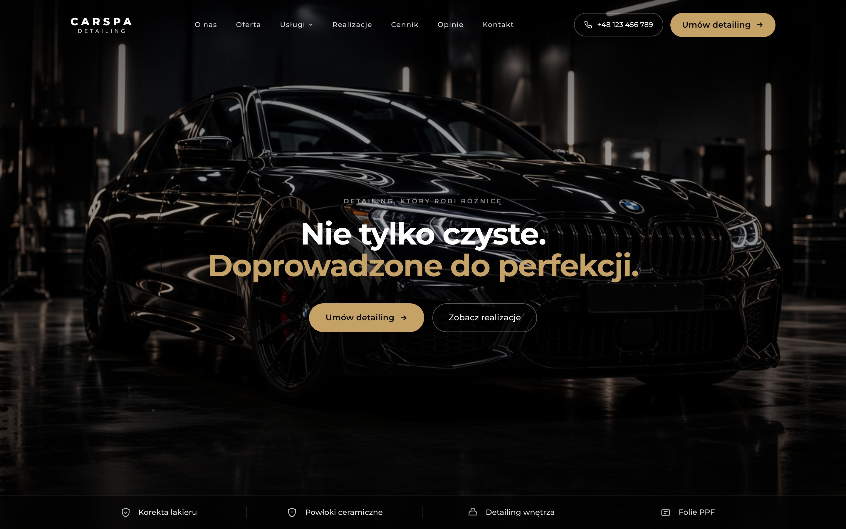 CarSpa Detailing — widok strony internetowej