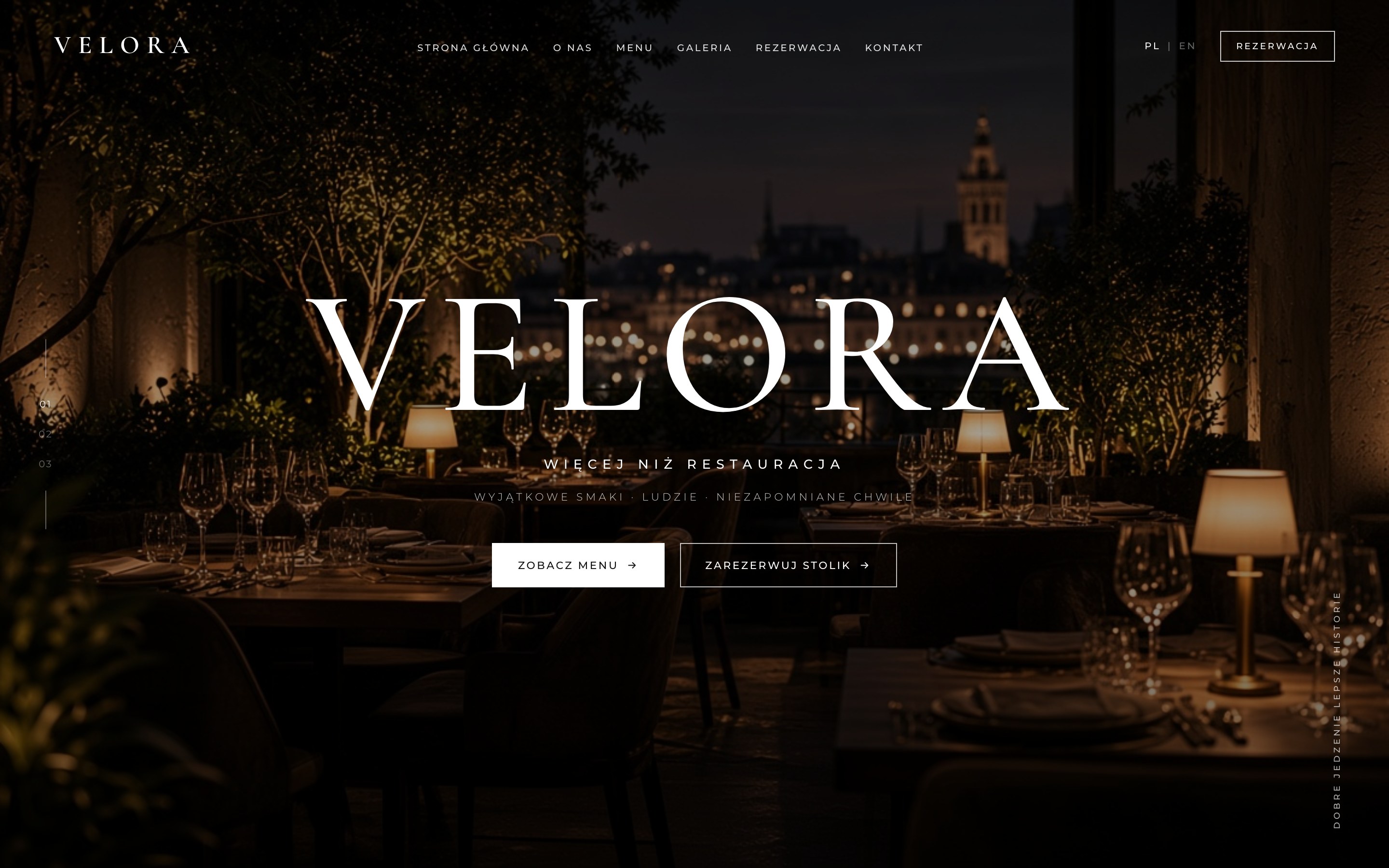 VELORA — widok strony internetowej restauracji